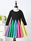 cheap Girls&#039; Dresses-Girls&#039; Cotton Casual Dress Gray Rainbow Knee length