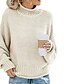 cheap Sweaters-Women&#039;s Solid Colored Long Sleeve Pullover Sweater Jumper, Stand Orange / Light Green / Beige S / M / L
