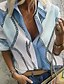 baratos Tops &amp; Blouses-Mulheres Blusa Camisa Social Geométrica Correntes Impressão Decote V Colarinho de Camisa Blusas Azul Roxo Cinzento