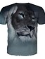 cheap Short Sleeve-Men&#039;s T shirt Graphic 3D Animal Plus Size Print Short Sleeve Daily Tops Basic Exaggerated Gray