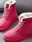 cheap Boots-Women&#039;s Boots Snow Boots Daily Booties Ankle Boots Winter Creepers Round Toe PU Lace-up Black Red Beige