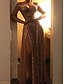 abordables Robes Midi-Robe longue maxi Femme Robe Trapèze Sans Manches Elégant Fendu Couleur Pleine Epaules Dénudées Soirée Dorée S M L XL