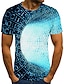 baratos Short Sleeve-Homens Camiseta Gráfico Tamanhos Grandes Pregueado Estampado Manga Curta Diário Blusas Moda de Rua Exagerado Arco-íris