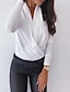 cheap Tops &amp; Blouses-Women&#039;s Blouse Solid Colored Long Sleeve Daily Tops Cotton Basic White Black Blushing Pink