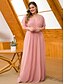 cheap Maxi Dresses-A-Line See Through Formal Evening Dress V Neck Short Sleeve Floor Length Chiffon with Sash / Ribbon Pleats 2021