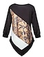 abordables Tops &amp; Blouses-Mujer Camiseta Leopardo Manga 3/4 Diario Tops Negro