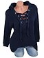cheap Women&#039;s Sweaters-Women&#039;s Pullover Sweater Solid Color Lace up Casual Long Sleeve Sweater Cardigans Fall Winter Spring V Neck Hooded Blue Yellow Dark Gray