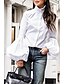baratos Tops &amp; Blouses-Mulheres Sólido Camisa Social Diário Branco / Preto / Azul / Roxo / Rosa / Khaki