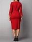 abordables Robes Midi-Femme Robe Fourreau Manches Longues Couleur Pleine Elégant Bleu Violet Rouge S M L XL XXL 3XL