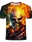 billige Tank Tops-Herre T-shirt Skjorte Grafisk 3D Dødningehoveder Rund hals Plusstørrelser Daglig Kortærmet Toppe Regnbue