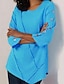 abordables T-shirts-Mujer Camiseta Un Color Manga Larga Escote Redondo Tops Negro Azul Piscina Morado