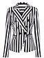 cheap Jackets-Women&#039;s Blazer, Striped Notch Lapel Polyester White