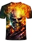 billige Tank Tops-Herre T skjorte Skjorte Grafisk 3D Hodeskaller Rund hals Store størrelser Daglig Kortermet Topper Regnbue