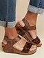 cheap Sandals-Women&#039;s Sandals Wedge Sandals Daily Wedge Sandals Wedge Heel Peep Toe PU Ankle Strap Almond Black Brown