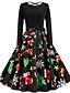 cheap Christmas Dresses-Women&#039;s A Line Dress Short Mini Dress Black Long Sleeve Geometric Round Neck Christmas Party S M L XL XXL