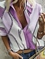 preiswerte Tops &amp; Blouses-Damen Bluse Hemd Geometrisch Ketten drucken V-Ausschnitt Hemdkragen Oberteile Blau Purpur Grau