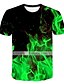 cheap Men&#039;s Tees &amp; Tank Tops-Green Fire T-Shirt Mens 3D Shirt Casual | Summer Cotton | Graphic Antique Men&#039;S Unisex 3D Print Tee Flame Party Causal Daily Short Sleeve Round Neck