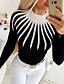 cheap T-Shirts-Women&#039;s Daily Blouse Color Block Long Sleeve Tops White Black