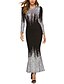 cheap Party Dresses-Women&#039;s Flapper Dress Long Sleeve The Great Gatsby Color Block Glitter Plus Size 1920s Sexy Slim White Black Silver S M L XL XXL 3XL 4XL / Maxi
