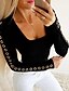 abordables Tops &amp; Blouses-Mujer Camiseta Negro Blanco Color sólido Manga Larga Diario Escote Cuadrado Ajuste regular