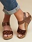 cheap Sandals-Women&#039;s Sandals Wedge Sandals Daily Wedge Sandals Wedge Heel Peep Toe PU Ankle Strap Almond Black Brown