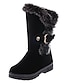 cheap Boots-Women&#039;s Boots Snow Boots Outdoor Solid Colored Mid Calf Boots Buckle Flat Heel Round Toe Comfort Suede Loafer Camel Wine Black