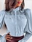 cheap Tops &amp; Blouses-Women&#039;s Blouse Shirt Solid Colored Long Sleeve Round Neck Tops Basic Top Black Blue Yellow