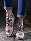 baratos Boots-Mulheres Botas Botas de calcanhar Diário Floral Botas Botas Tornozelo Presilha Salto Robusto Ponta Redonda Vintage Formais Couro Ecológico zíper Preto Vermelho