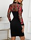cheap Party Dresses-Women&#039;s Sheath Dress - Floral Embroidered Black S M L XL