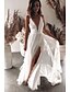 cheap Maxi Dresses-Women&#039;s Maxi White Dress Sheath Solid Colored Strap Lace Split Patchwork S M Slim