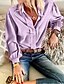 cheap Tops &amp; Blouses-Women&#039;s Blouse Shirt Solid Colored Long Sleeve Shirt Collar Tops Basic Top White Blue Purple