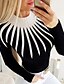 cheap T-Shirts-Women&#039;s Daily Blouse Color Block Long Sleeve Tops White Black