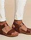 billige Sandals-Dame Sandaler Wedge-sandaler Daglig Wedge-sandaler Kile Hæl Titte Tå PU Ankel Stropp Mandel Svart Brun