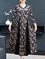 cheap Maxi Dresses-Women&#039;s Plus Size Sheath Dress - 3/4 Length Sleeve Floral Print V Neck Elegant Vintage Daily Wear Going out Black M L XL XXL XXXL XXXXL / Velvet