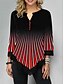 cheap Tops &amp; Blouses-Women&#039;s T shirt Color Block 3/4 Length Sleeve Daily Tops Red Green