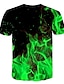 cheap Men&#039;s Tees &amp; Tank Tops-Green Fire T-Shirt Mens 3D Shirt Casual | Summer Cotton | Graphic Antique Men&#039;S Unisex 3D Print Tee Flame Party Causal Daily Short Sleeve Round Neck