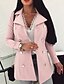 cheap Coats &amp; Trench Coats-Women&#039;s Fall &amp; Winter Notch lapel collar Coat Regular Solid Colored Daily Black Blushing Pink Khaki Beige S M L XL