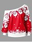 billige T-shirts-Dame Plusstørrelser Ferie Sweatshirt Trykt mønster Jul Hættetrøjer Sweatshirts Sort Rød Grøn