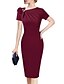 cheap Vintage Dresses-Women&#039;s Sheath Dress - Short Sleeve Solid Colored Elegant Slim Wine Black Blue S M L XL XXL XXXL