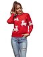 abordables Pulls-Femme Animal Manches Longues Pullover Pull pull, Col Arrondi Rouge S / M