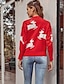 cheap Sweaters-Women&#039;s Animal Long Sleeve Pullover Sweater Jumper, Round Neck Red S / M