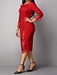 cheap Midi Dresses-Women&#039;s Sheath Dress Long Sleeve Solid Colored Elegant Blue Purple Red S M L XL XXL 3XL