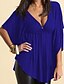 cheap T-Shirts-Women&#039;s T-shirt Solid Colored V Neck Tops Basic Top Black Wine Royal Blue