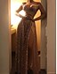 cheap Midi Dresses-Women&#039;s EU / US Size A Line Dress Maxi long Dress Gold Sleeveless Solid Colored Split Off Shoulder Elegant Party S M L XL