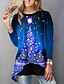 cheap Tops &amp; Blouses-Women&#039;s T shirt Floral Long Sleeve Daily Tops Blue Purple Red