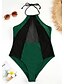baratos Peça única-Mulheres Nadador Básico Biquíni roupa de banho Cordões Estampado Sólido Roupa de Banho Fatos de banho Verde