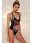 cheap One-Pieces-Women&#039;s Basic Black Orange Bandeau Cheeky High Waist Bikini Swimwear Swimsuit - Floral Geometric Lace up Print S M L Black