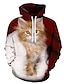 cheap Hoodies-Men&#039;s Graphic 3D Animal Pullover Hoodie Sweatshirt Front Pocket 3D Print Daily 3D Print Casual Hoodies Sweatshirts  Red