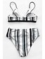abordables Tankini-Femme Bandeau Basique Bikinis Maillot de bain Lacet Imprimé Rayé Maillots de Bain Maillots de bain Gris