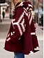 cheap Coats &amp; Trench Coats-Women&#039;s Coat Fall &amp; Winter Daily Long Coat Regular Fit Jacket Long Sleeve Geometric Blue Black Red